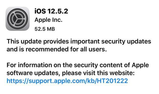 平远苹果手机维修分享iOS12.5.2发布，建议所有老苹果用户安装 